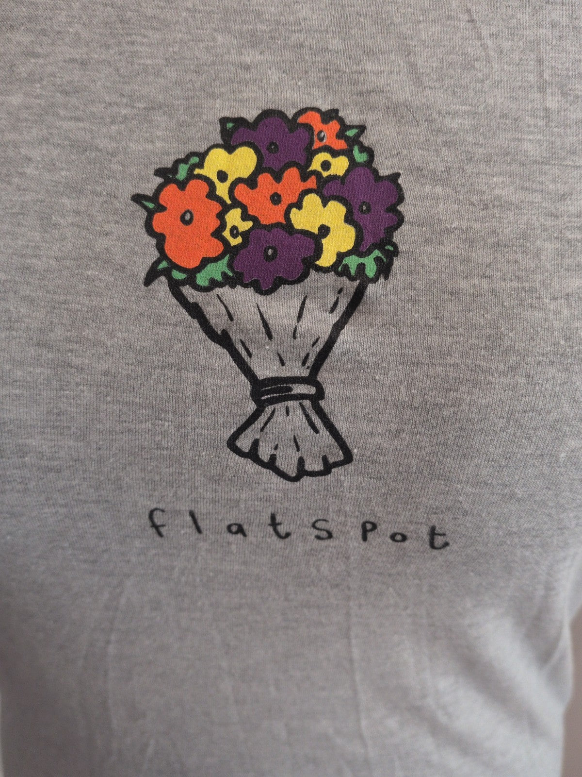 American Apparel Small Grey With Flower Short Sleeve T-shirt
