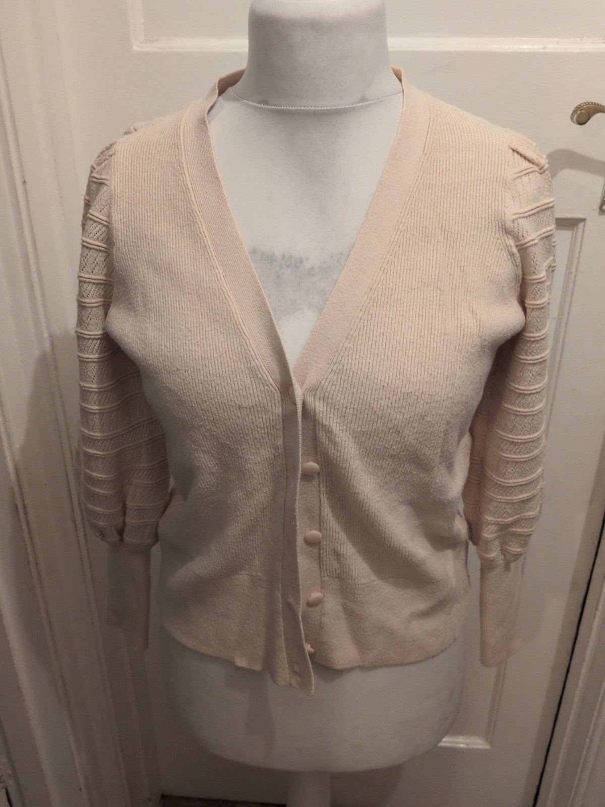 Ladies Marks And Spencer Size 16 Calico V Neck Cardigan