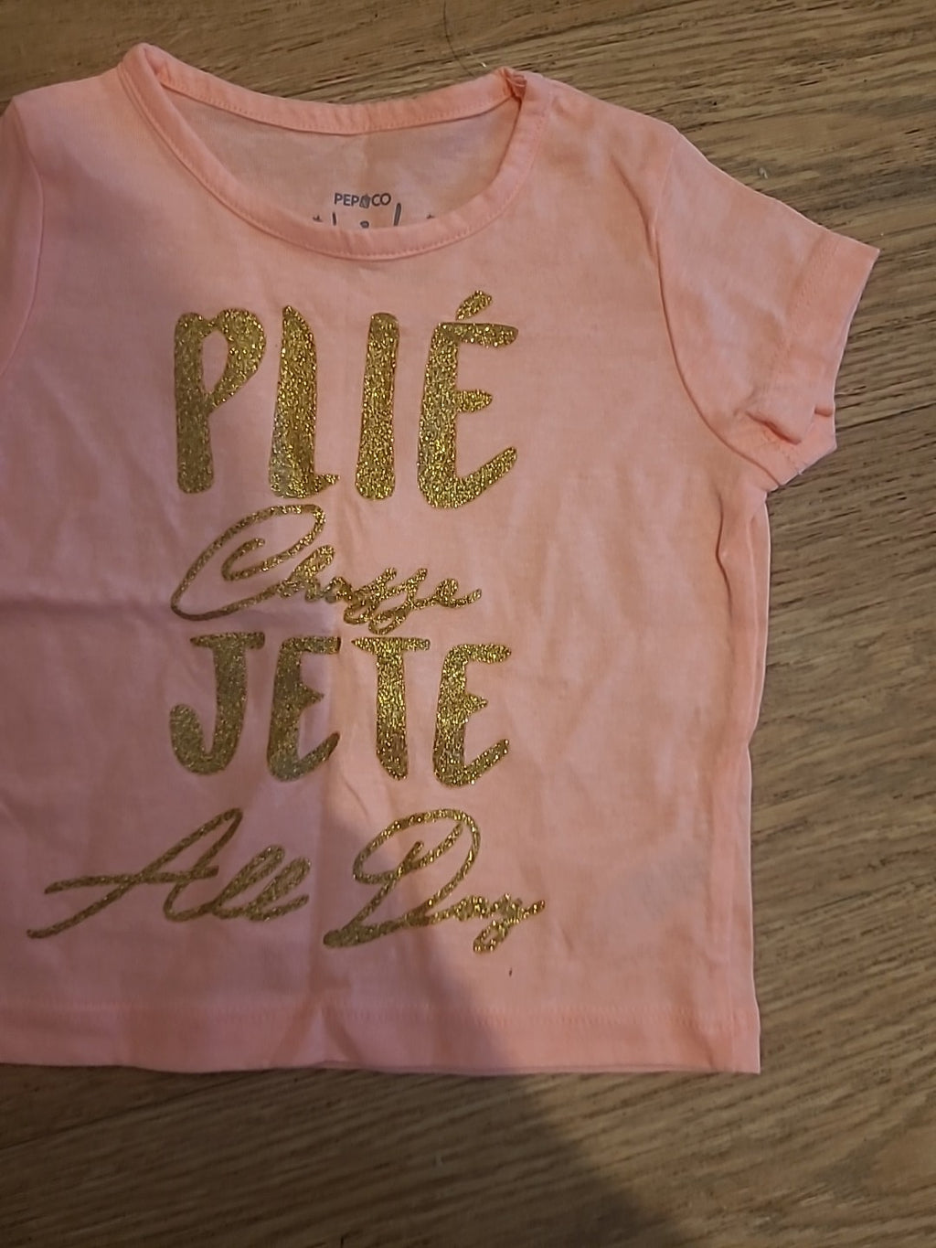 Girls Pep&Co 9-12 Months Pink Gold Glitter Tshirt