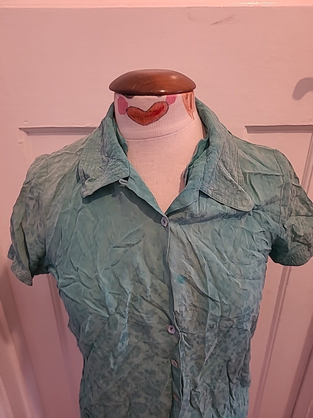 Ladies Monsoon Size Small Turquoise Short Sleeved Blouse