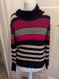 M&S Woman 16-18 High Neck Multicoloured Stripe Pullover Jumper