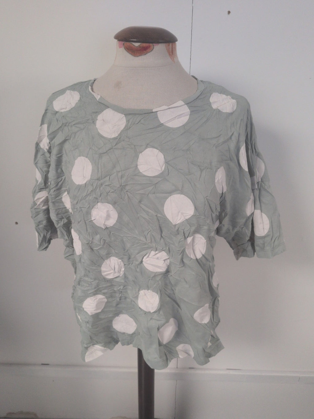 Ladies George Size 20-22 Pale Green Spot Pyjama Top