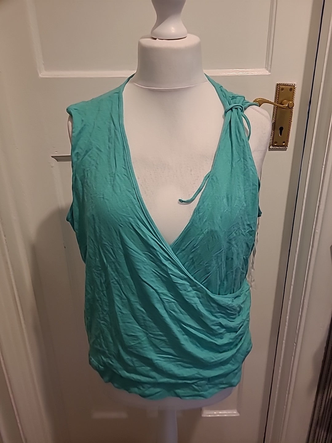 Ladies Size 26 Green V Neck Layered Sleeveless Top