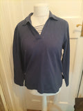 Ladies Papaya Size 12 Navy Collared Long Sleeved Jumper