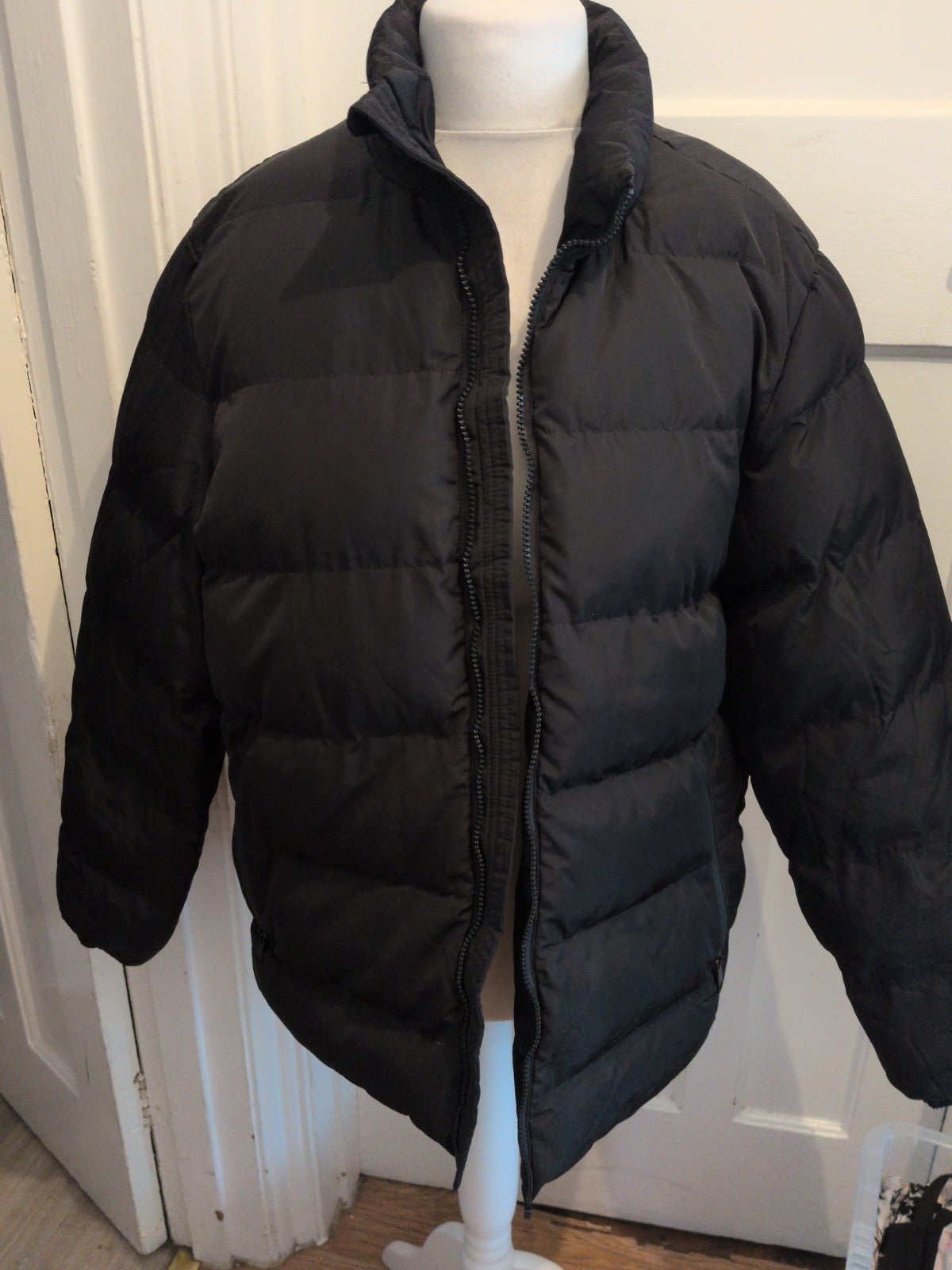 Threadbare Large Black Full Zip Puffer Coat