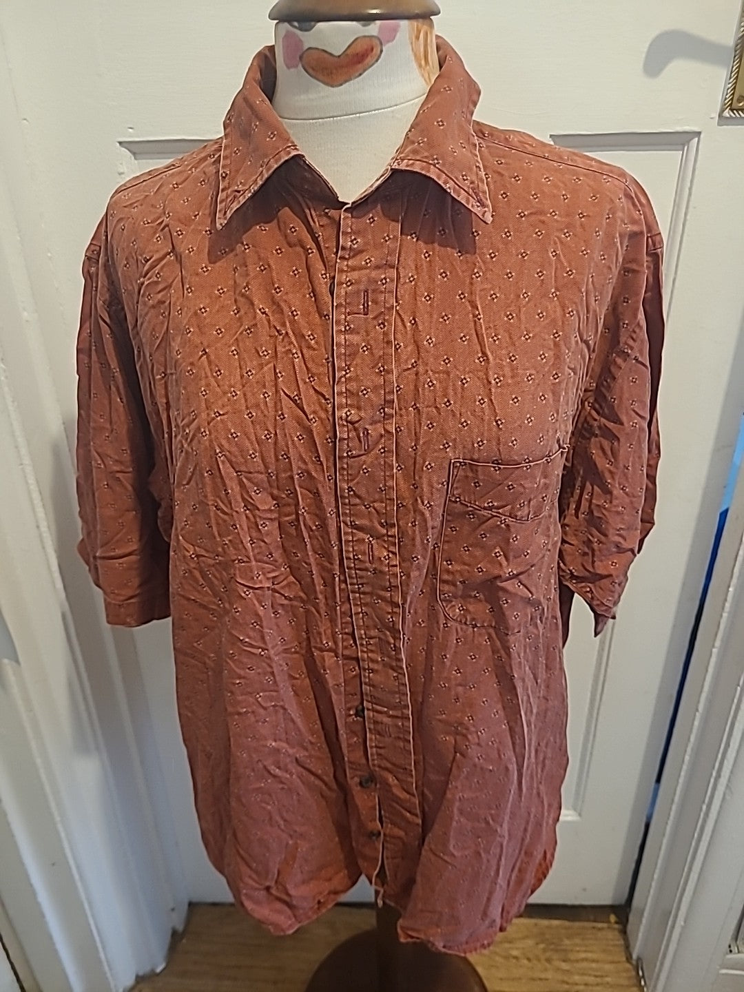Mens Club Room Size Large Red Short Sleeve Shirt