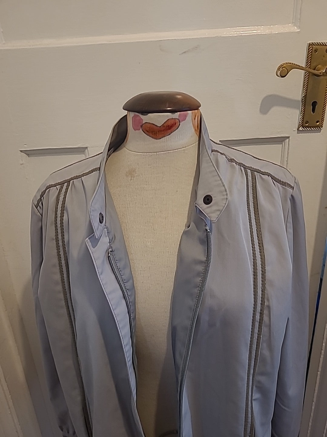 Ladies Dannimac Size Large Pale Blue/Grey Zip Through Jacket