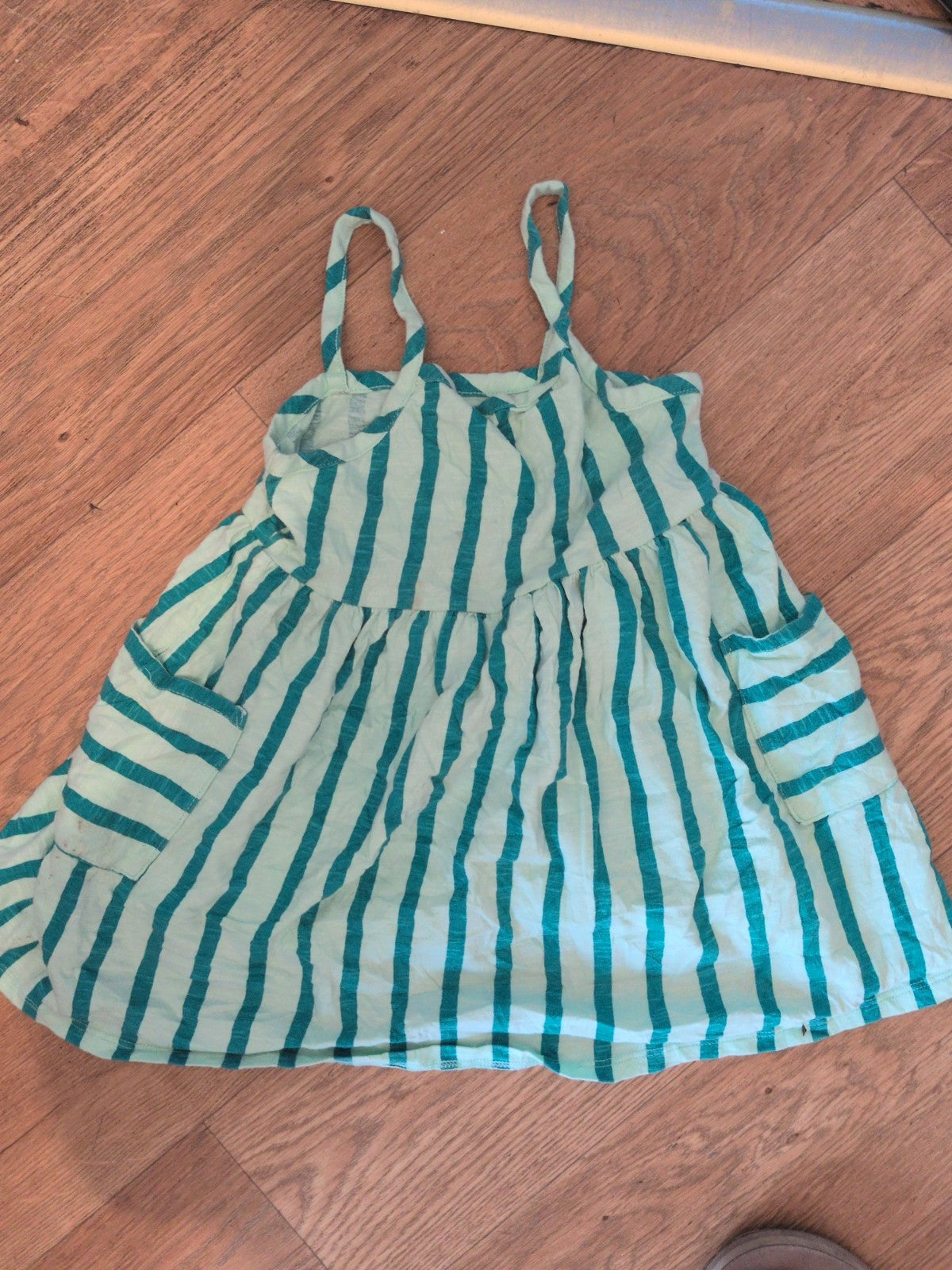 George 2-3 Years Green Stripe Sleeveless Dress