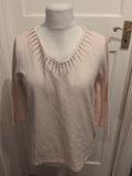 Ladies Bonmarche Size 16 Pale Pink With Silver Neck 3/4 Sleeve Jumper