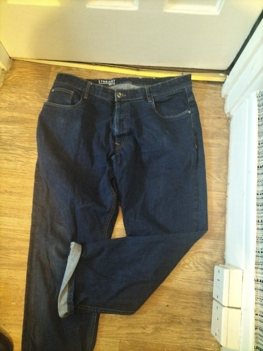 Mens Size 38x34 Black Straight Jeans