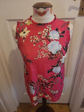Ladies Dorothy Perkins Size 8 Bright Pink Floral Sleeveless Tshirt