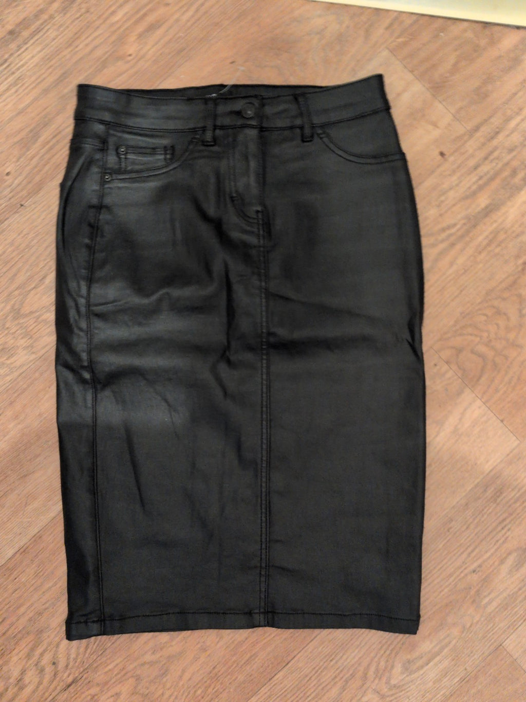 Next 8 Black Pleather Skirt Midi