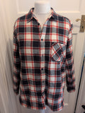 Cotton Traders Large Navy And Red Check Fleece Lined Shirt