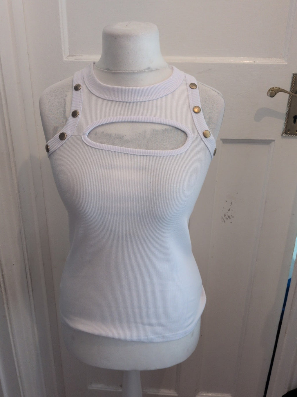 Large White Short Sleeve Open Bust T-shirt
