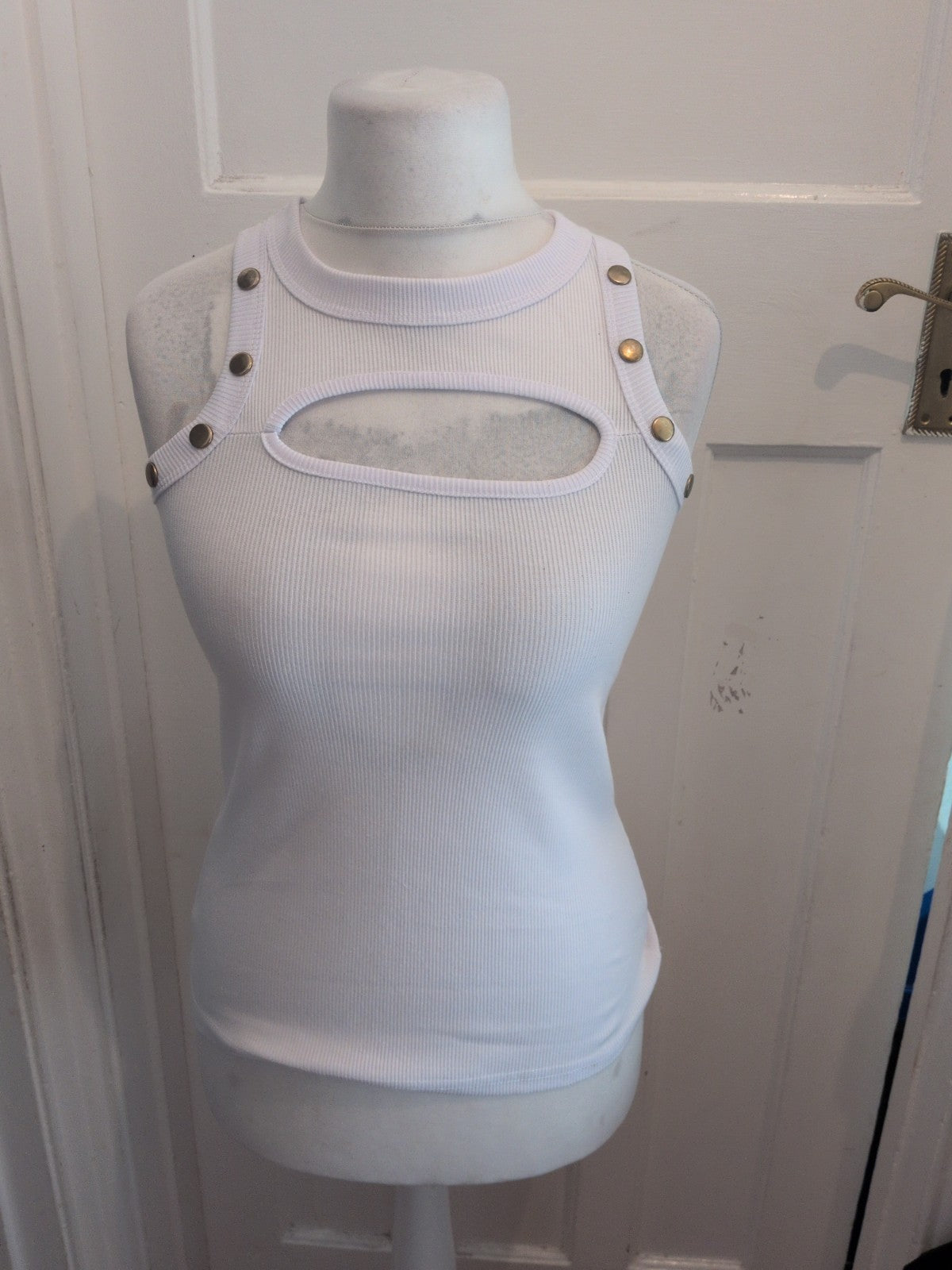 Large White Short Sleeve Open Bust T-shirt