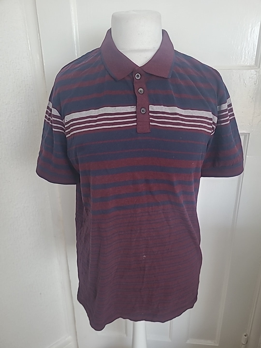 Brand New Mens George M Purple And Navy Striped Polo