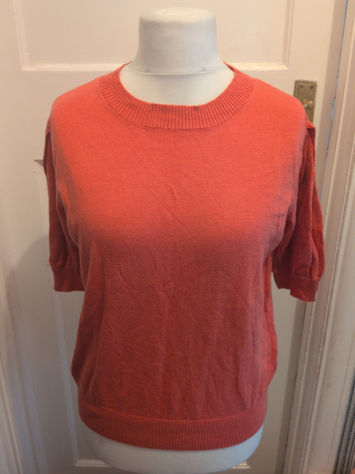 Tu 18 Coral Short Patterned Sleeve Blouse