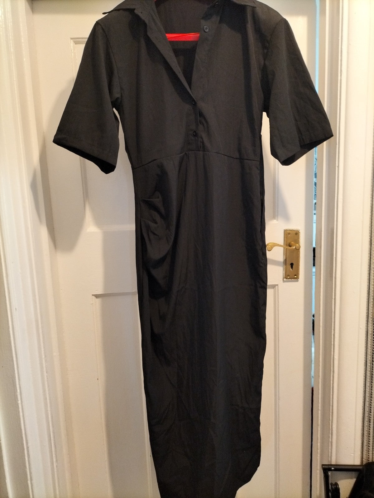Ladies Size Small Black Short Sleeved Shirt Dress