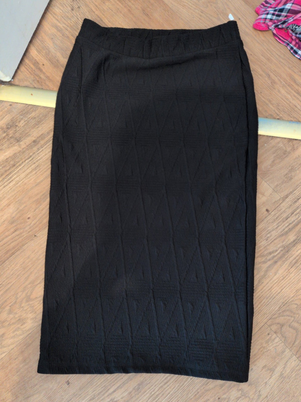 BHS 14 Black Patterned Stretch Midi Skirt Straight