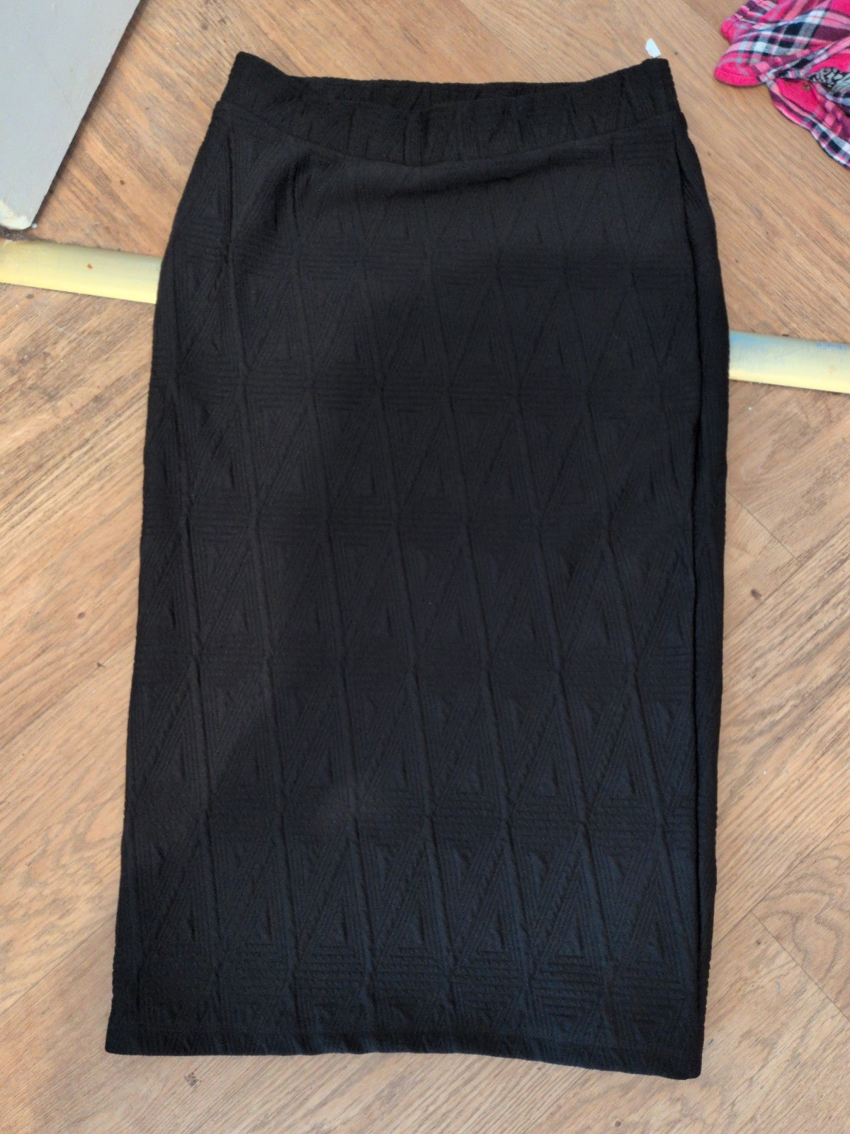 BHS 14 Black Patterned Stretch Midi Skirt Straight