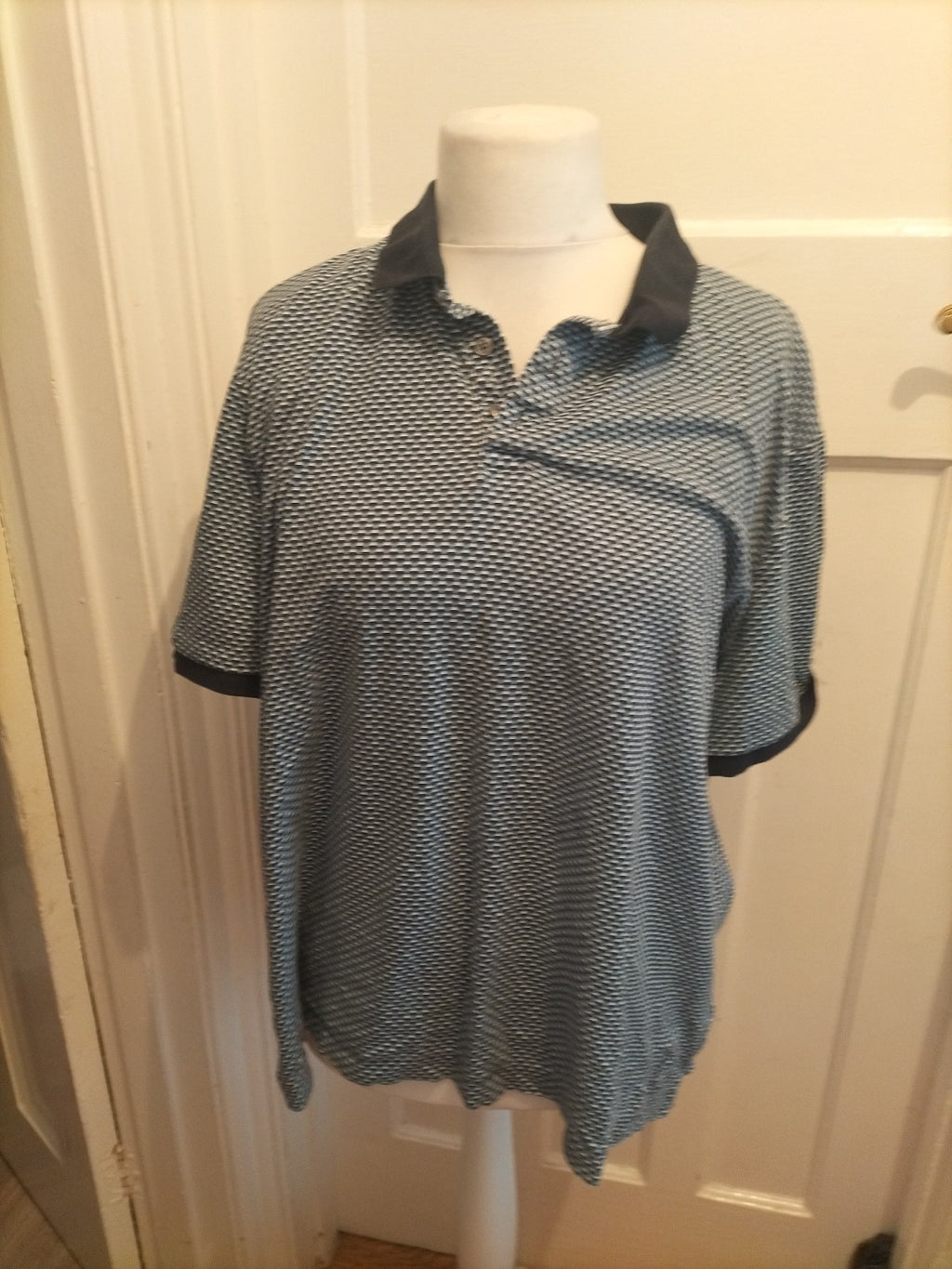 M&S 2XL Blue Mix Short Sleeve Polo Patterned