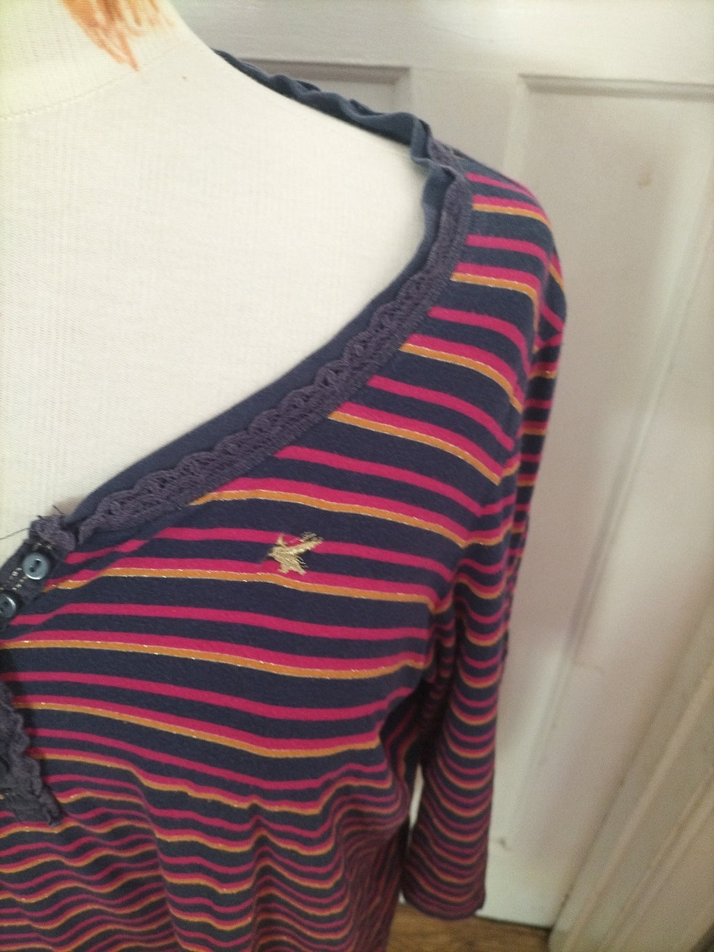Ladies Limited Size 18 Multi Striped Long Sleeved Blouse