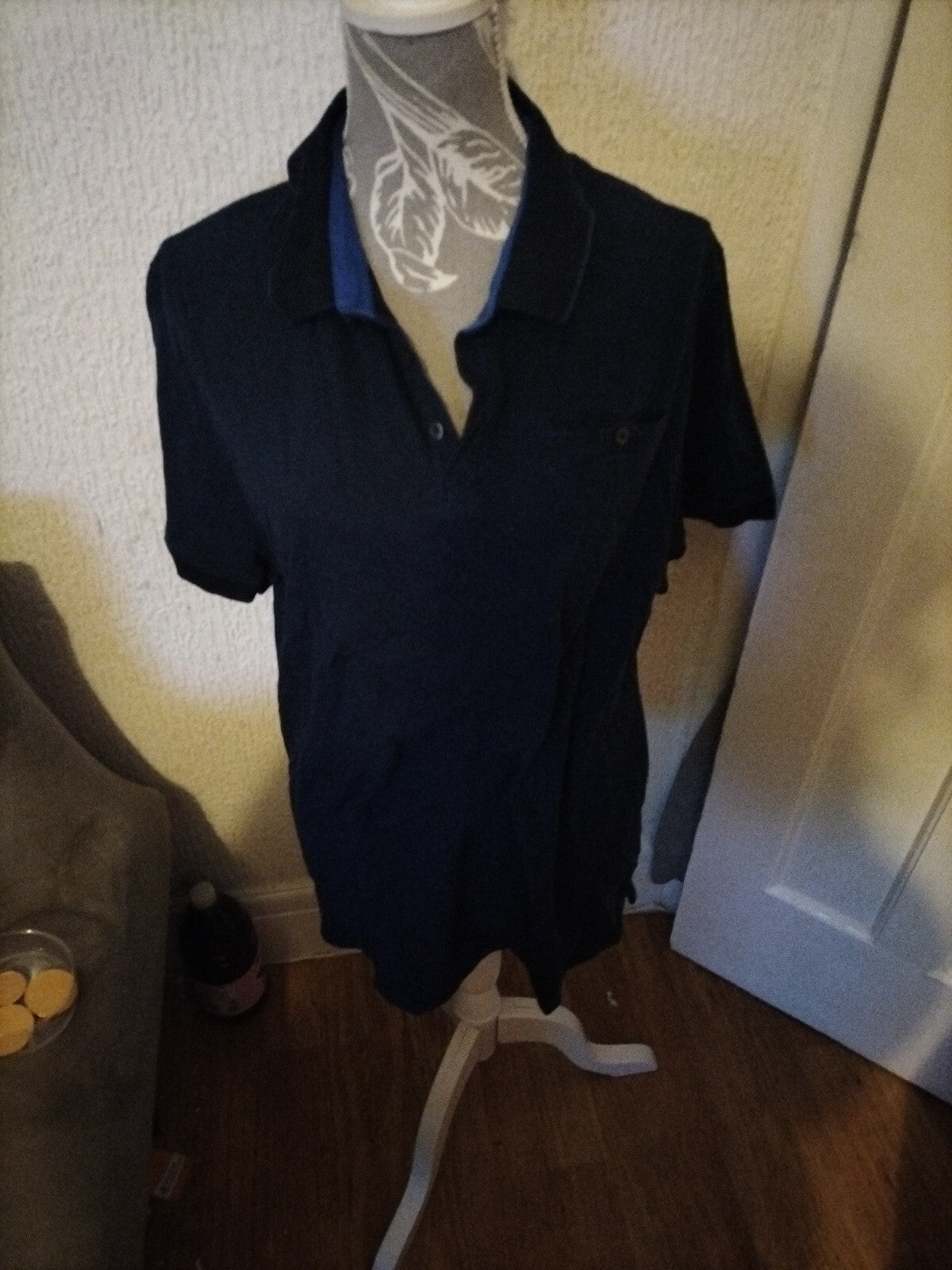 Mens Debenhams Size XL Navy Short Sleeved Polo