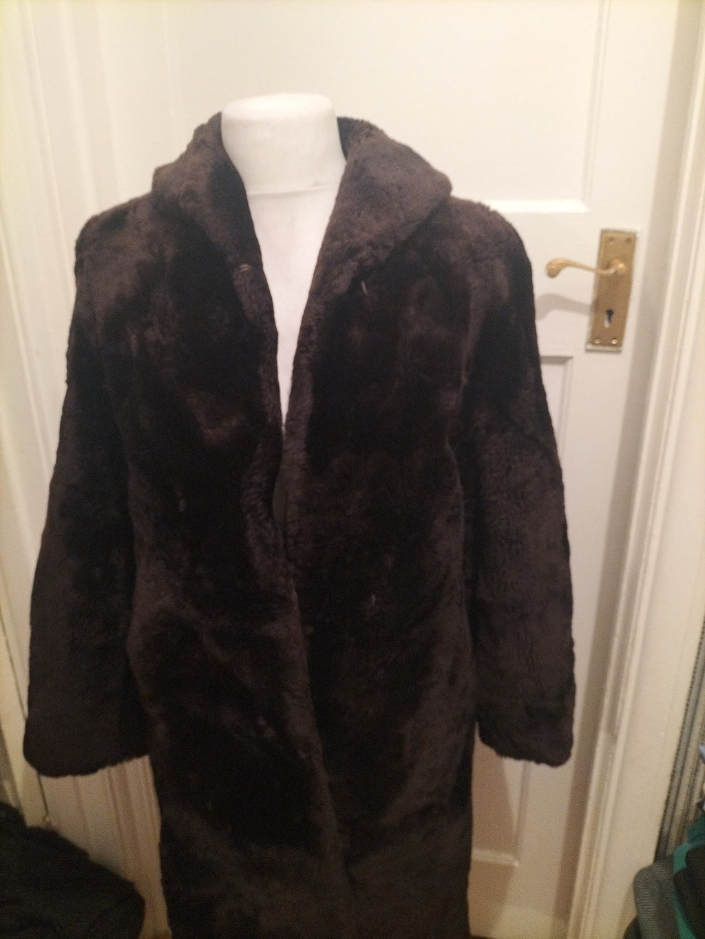 Ladies Size XL Dark Brown/Black Furry Lined Very Heavy Jacket Faux Fur