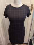 Ladies New Look Size 12 Navy Red Check Short Sleeved Dress With Pckets