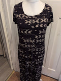 Primark 14 Black And Brown Short Sleeve Long Length Dress