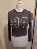 Ladies Primark Size Medium Grey Print Long Sleeved Top