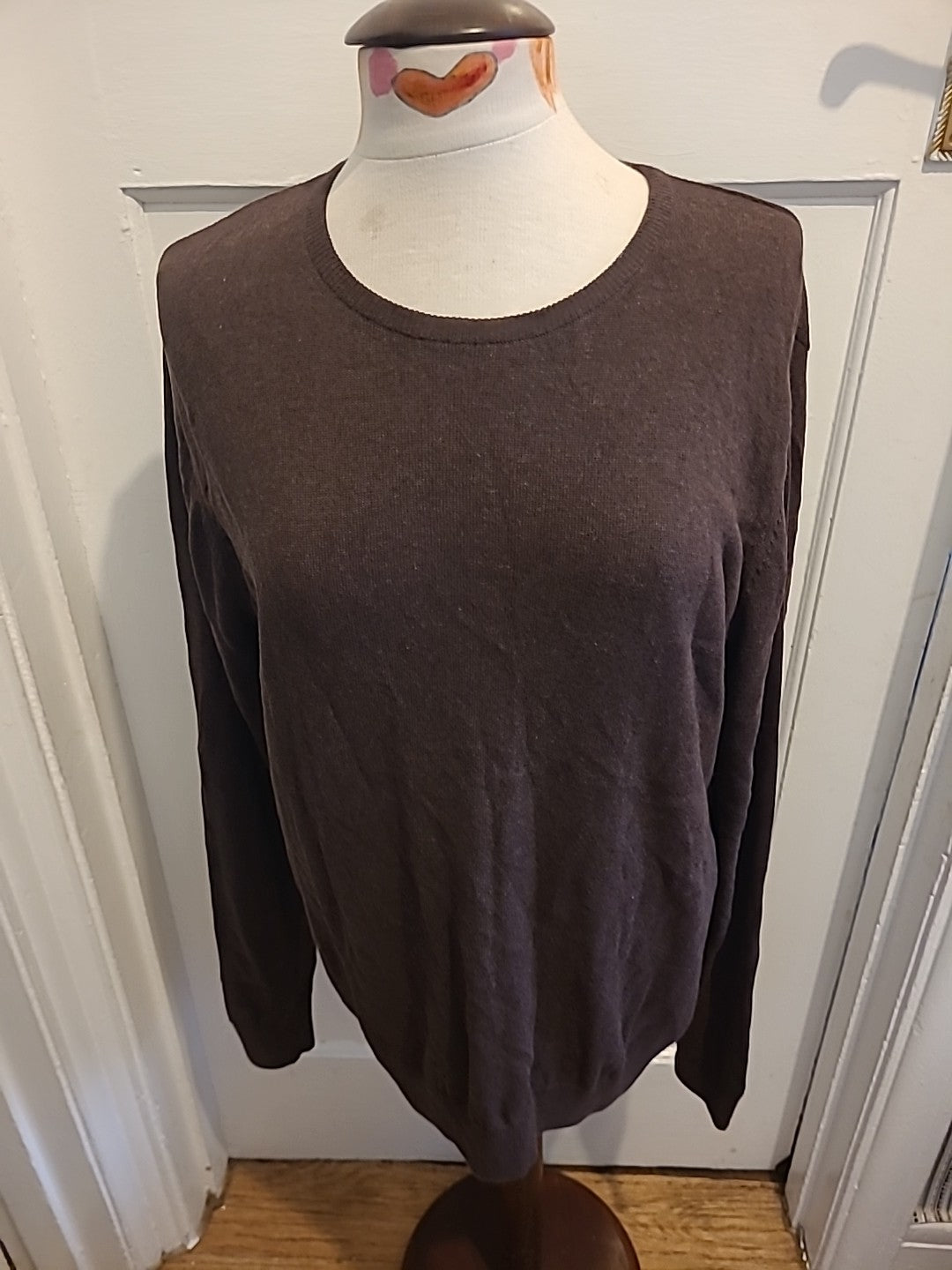 Mens Haworth Size Large Brown Long Sleeved Pullover Lightweight Jumper