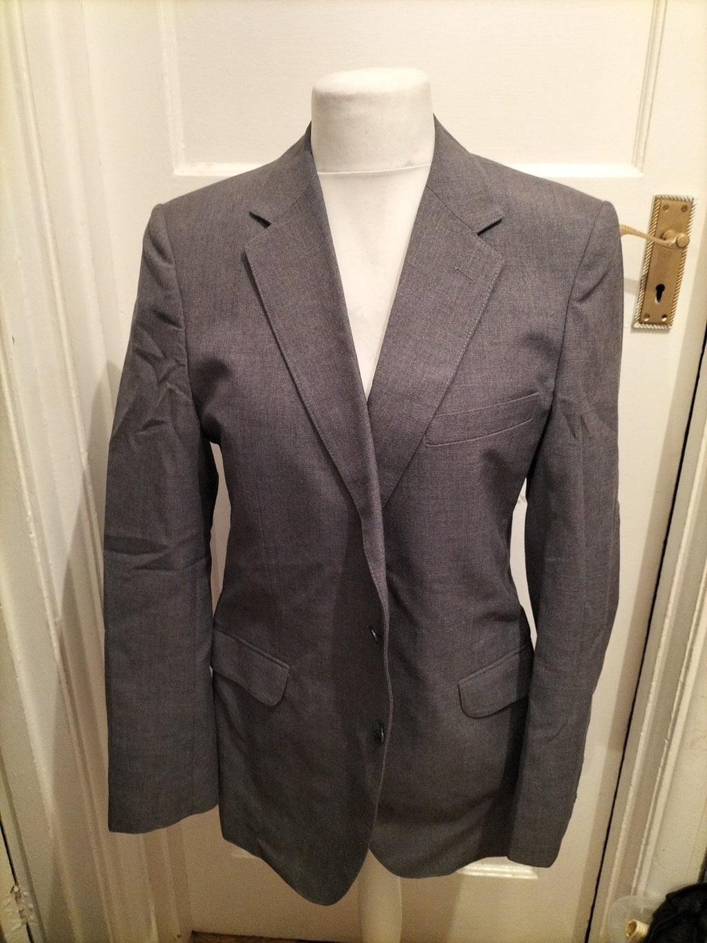 Mens St Michael Size 39-40 Long Grey Blazer Suit Jacket