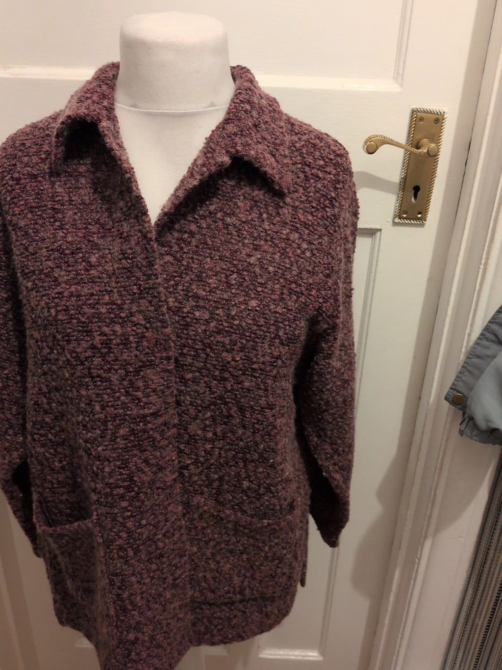 Purple Large Collared Buttoned Cardigan