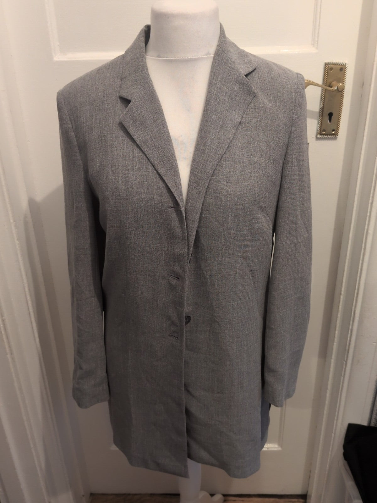 Ladies Principles Size 12 Grey Lined Padded Longer Length Blazer