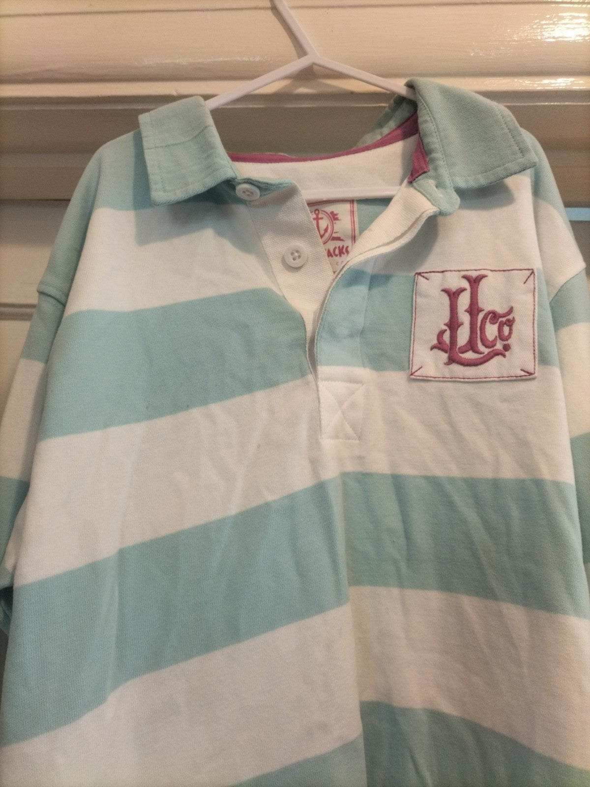 Girls Lazy Jacks 11-13 Years Striped Polo Tshirt