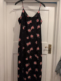 Divided 8 Black Floral Split Hem Buttoned Sleeveless Dress
