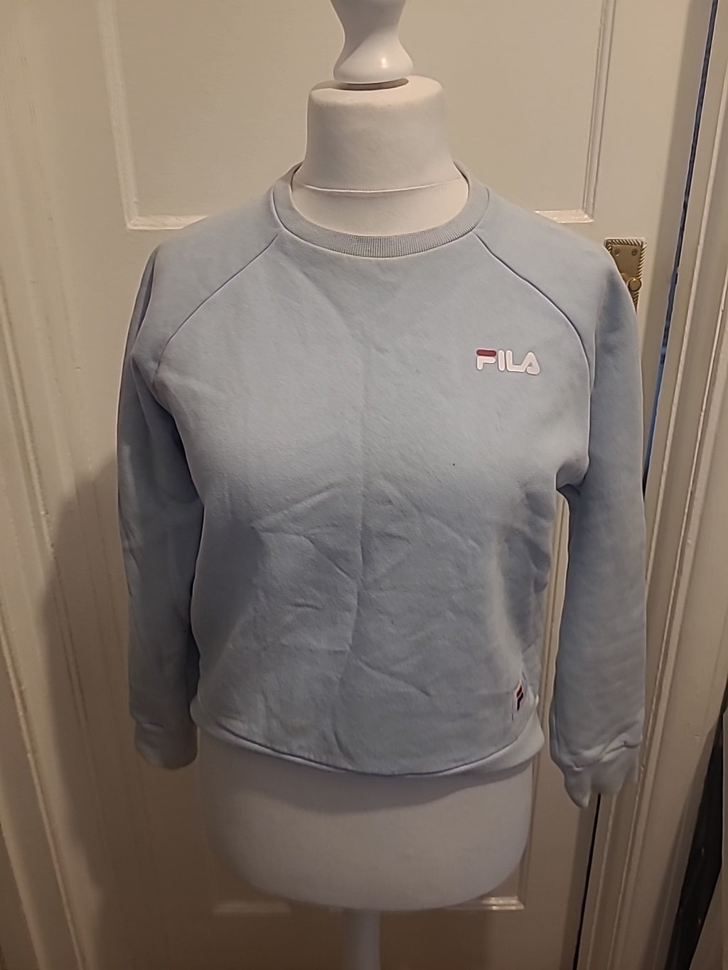 Mens Fils Size Small Sweatshirt Pale Blue Long Sleeve Round Neck