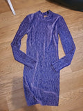 Ladies Divided Size XS Purple Crinkle Long Sleeved Open Back Dress