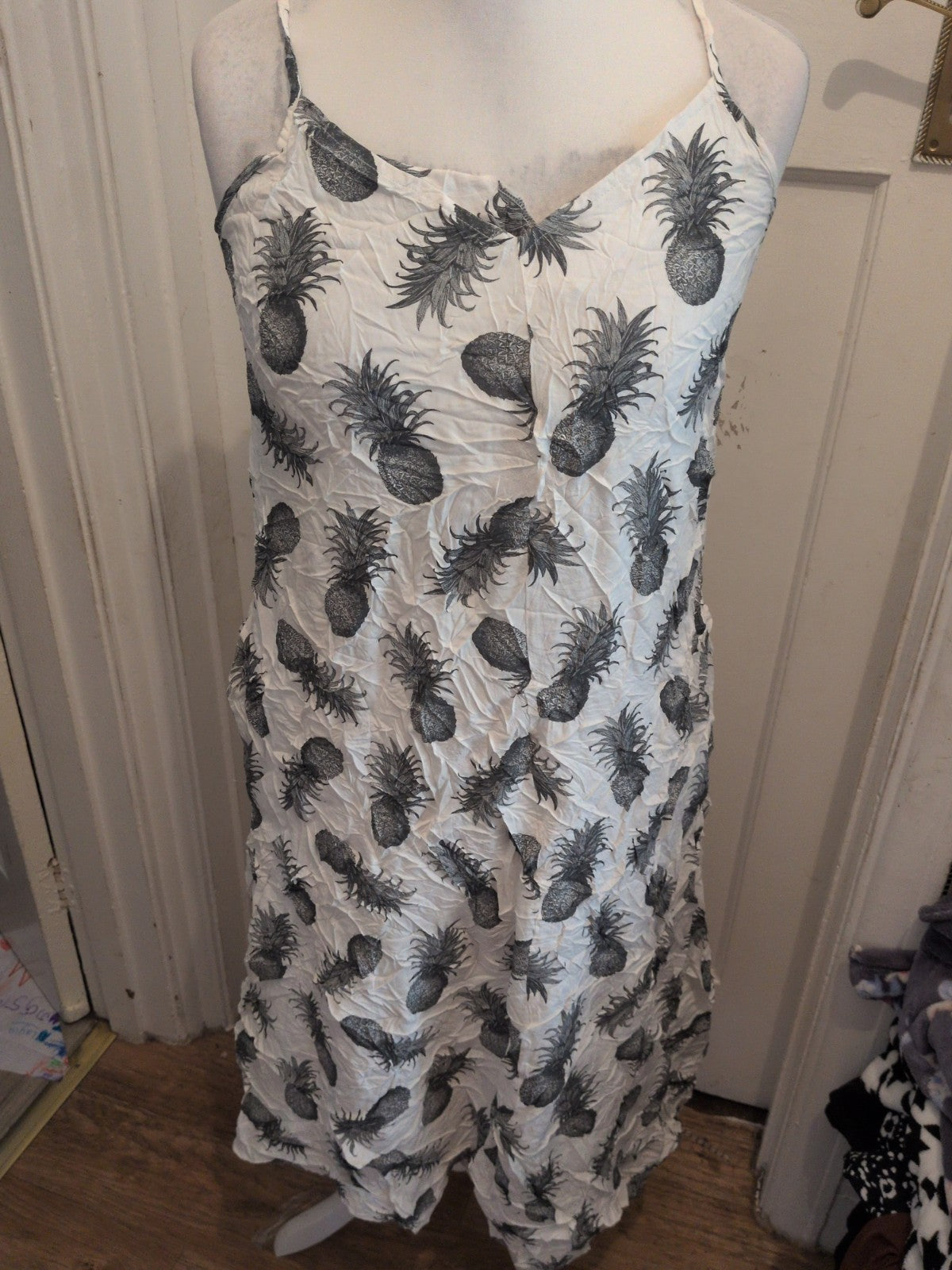 George 12 Cream Grey Pineapple Pattern Dress Sleeveless