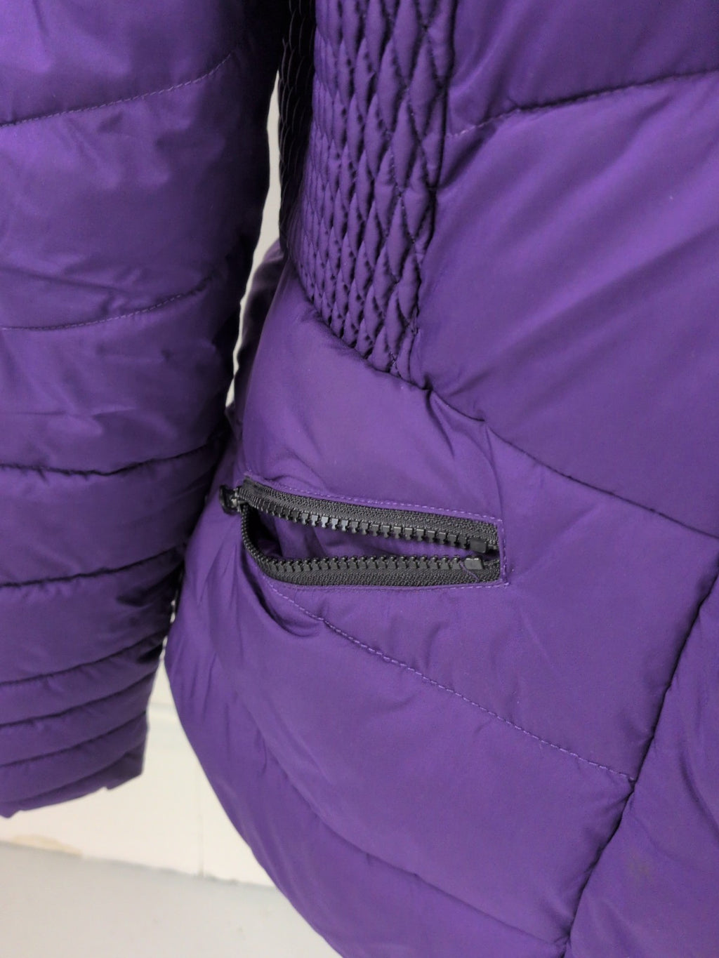 Tu 14 Purple With Black Faux Fur Puffer Coat