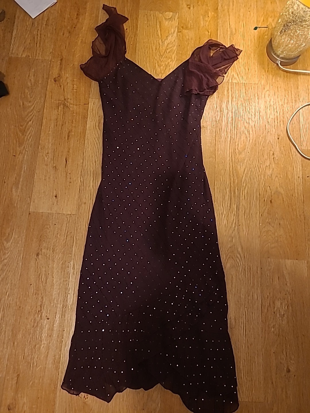 Ladies Satsuma Size 12 Purple Lined Sequin Short Sleeve Dress