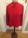 Ladies St Michael Size 12 Red Long Sleeved Floral Material Blouse