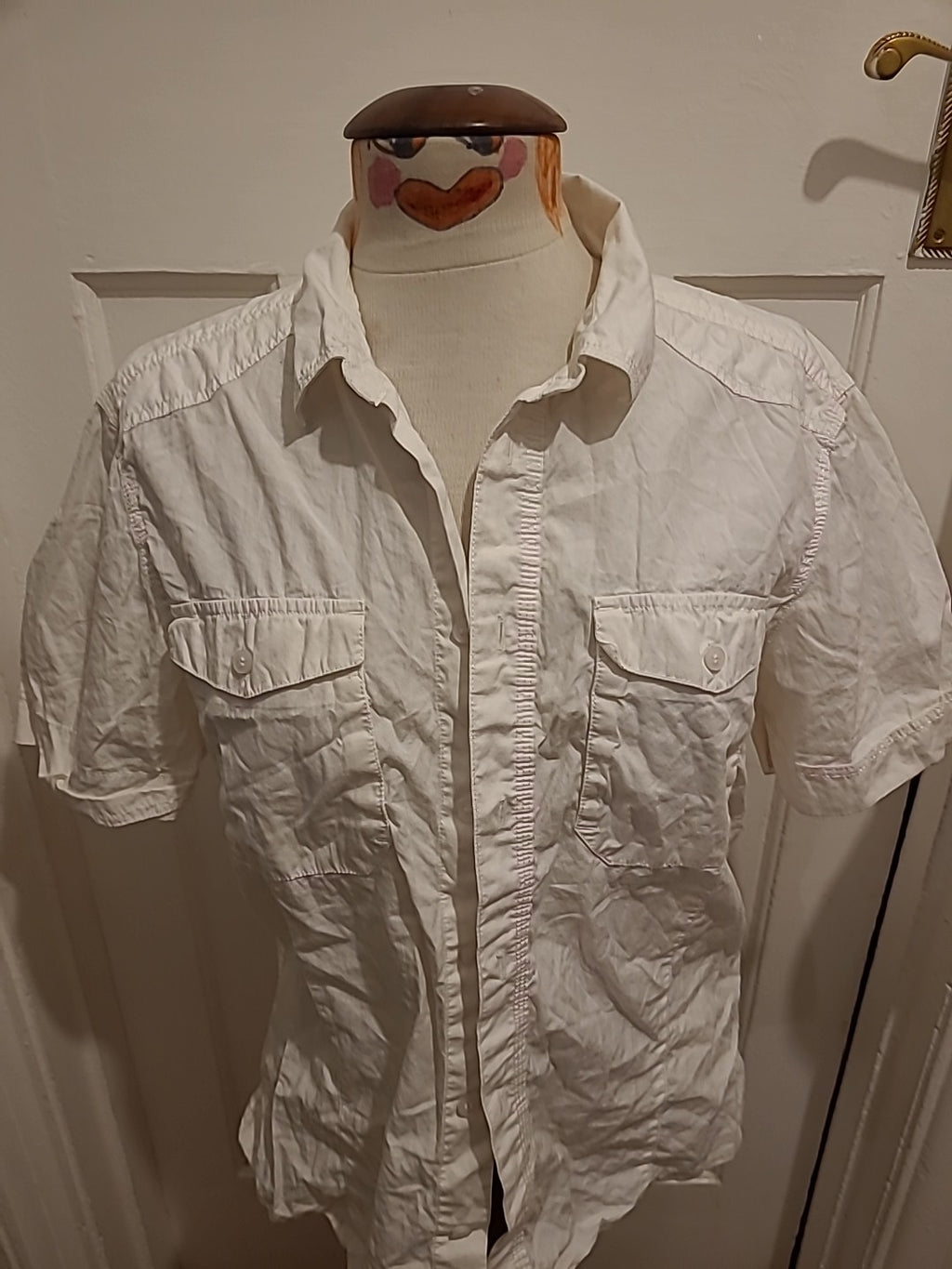Ladies Divided Size Medium White Short Sleeved Buttoned Shirt