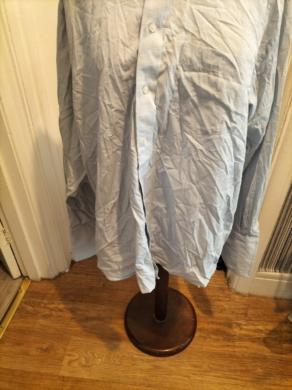 Mens Dehavilland Size 16" Blue Brown Check Long Sleeved Formal Shirt
