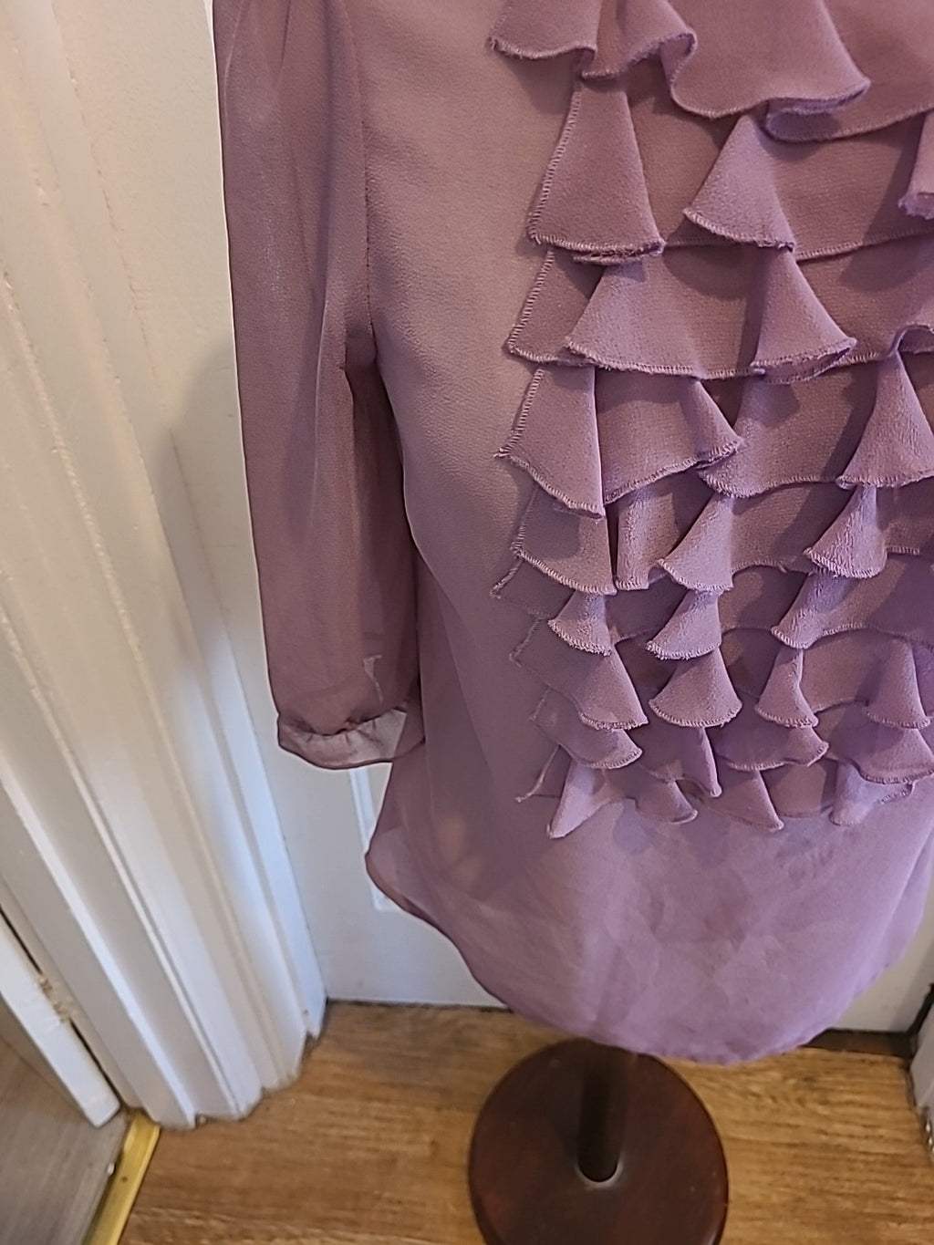 Ladies Primark Size 10 Purple Detailed Long Sleeved Blouse