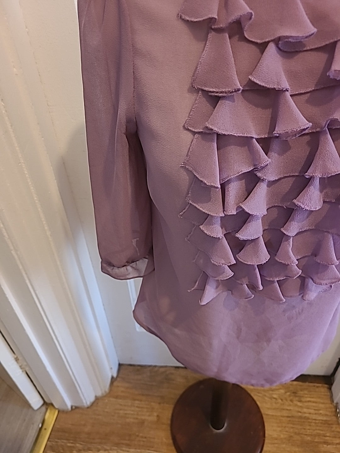 Ladies Primark Size 10 Purple Detailed Long Sleeved Blouse
