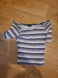Ladies New Look Size 8 Multi Striped Short Sleeved Top