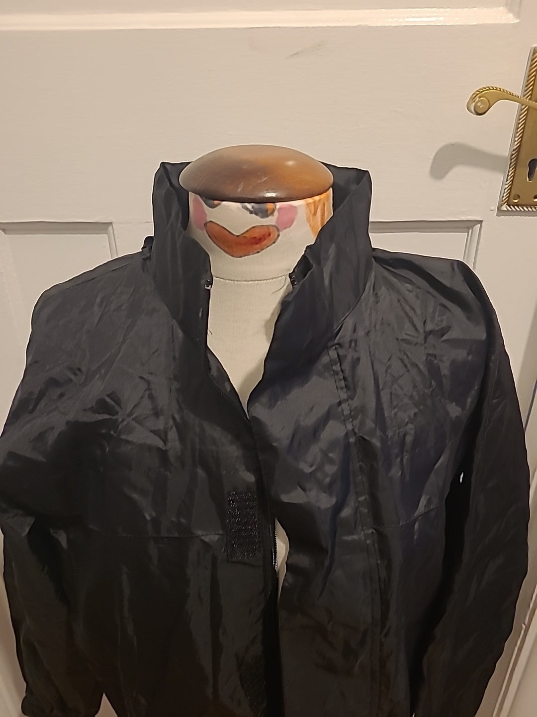 Ladies Denim&Co Size 12 Black Zipped Raincoat