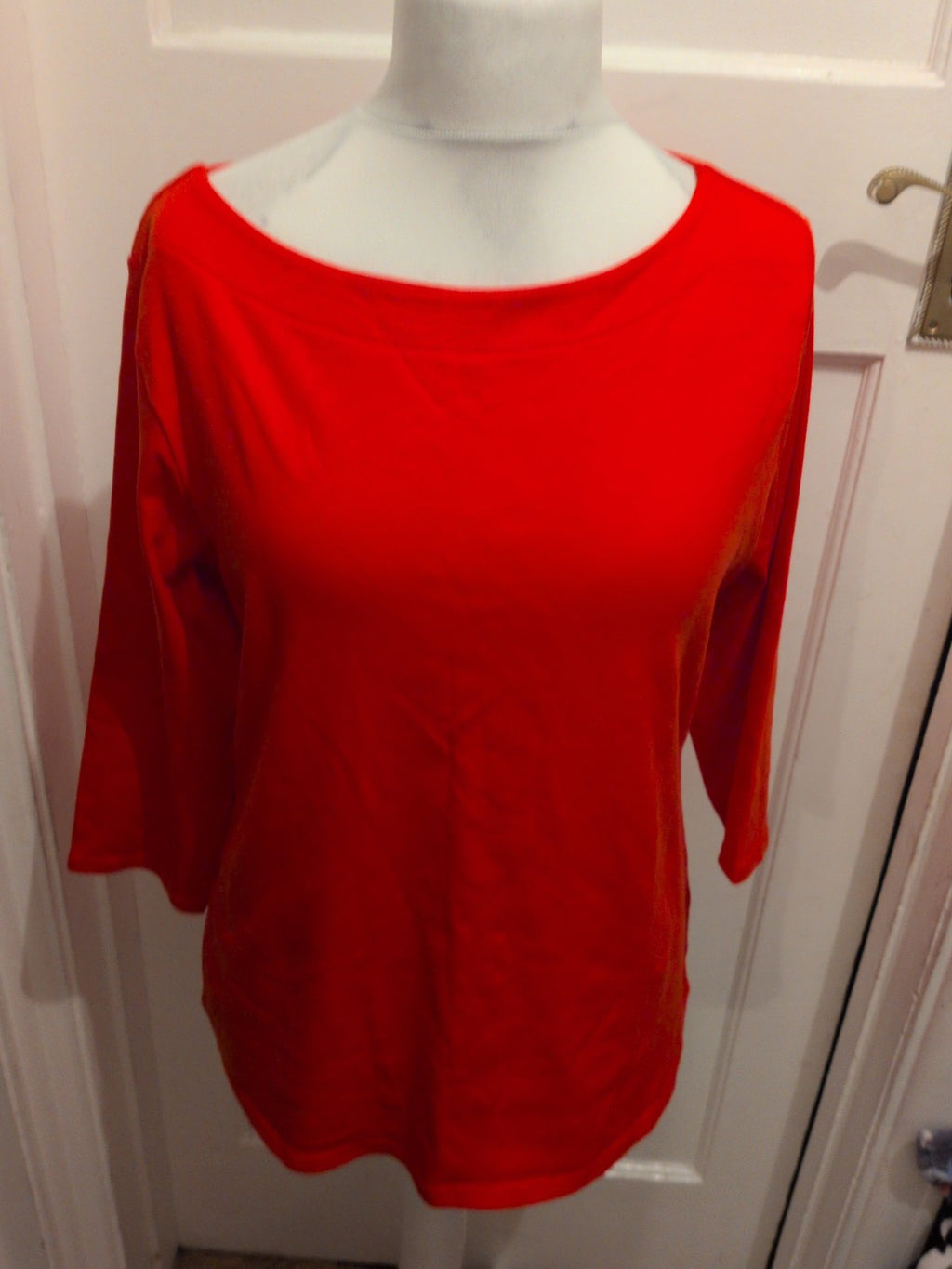 Nutmeg 18 Red Long Sleeved Blouse T-shirt Slight Scoop Neck